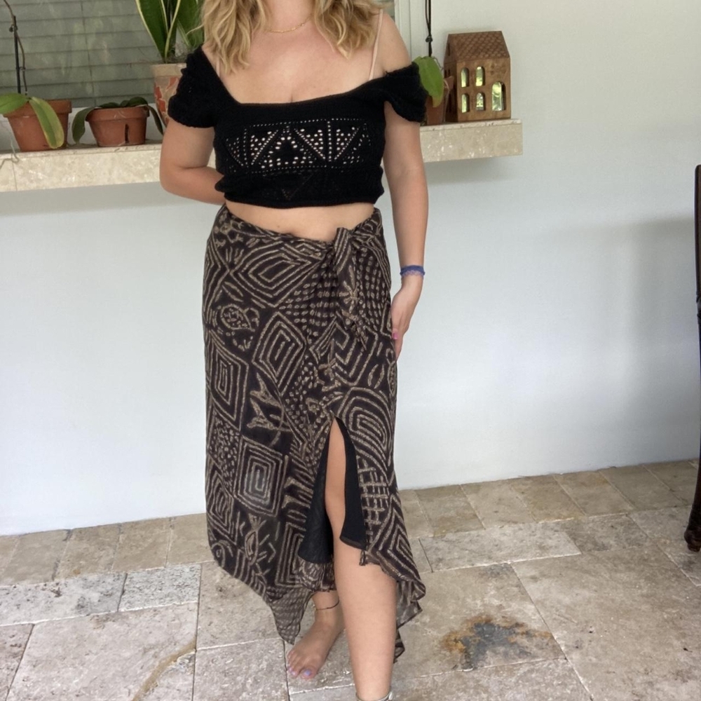 RALPH LAUREN 100% Silk Tribal Print Skirt L
